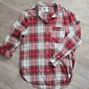 H&M Red Plaid Flannel Shirt Size 4